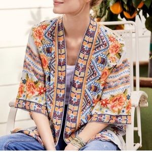 Johnny Was Embroidered Linen Kimono XS